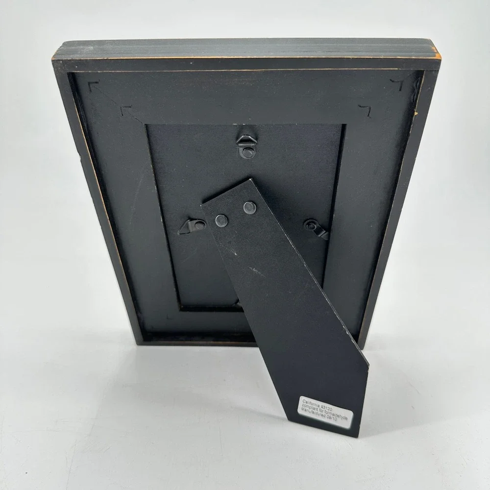 Distressed Black Wood 4x6 Picture Frame Vintage Rustic Tiered Molding Decor